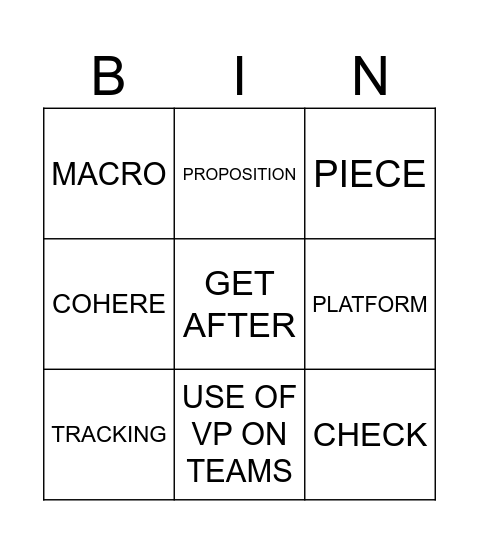 PROPOSITION BINGO Card