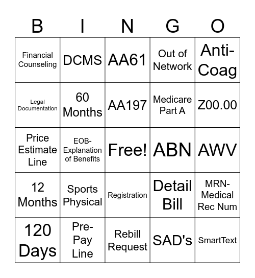 Corewell Health Bingo Card