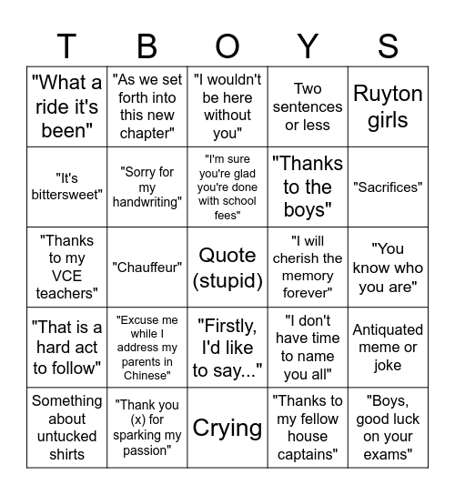 Untitled Bingo Card