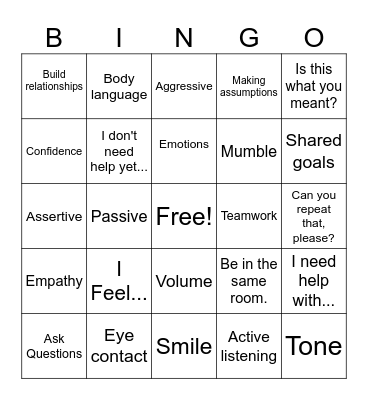 Communication Bingo! Bingo Card