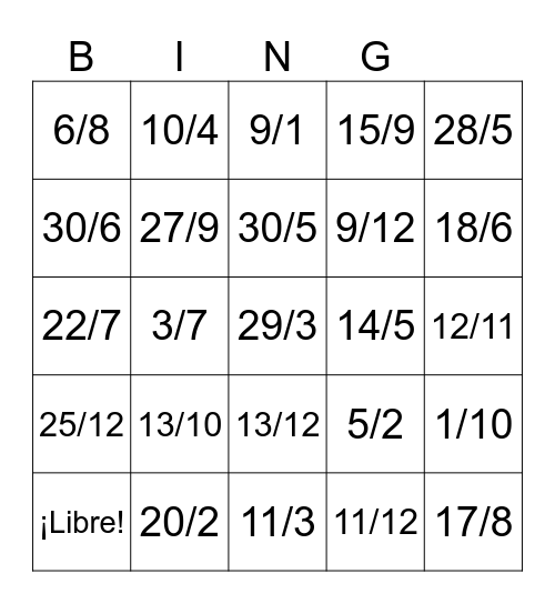 La Fecha Bingo Card