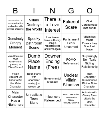 Disney Chills Bingo Card