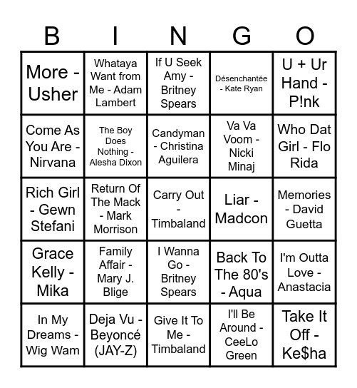 💚 MUSIKKQUIZ 💚 Bingo Card