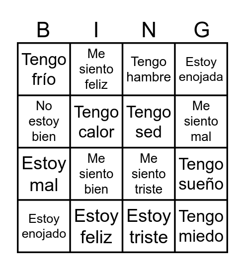 ¿Cómo te sientes? ¿Dónde vives? Bingo Card