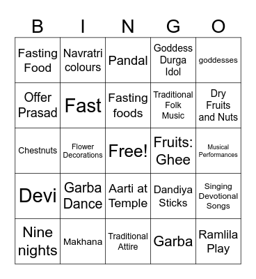 NAVRATRI Bingo Card