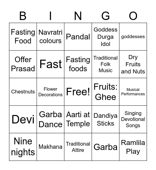 NAVRATRI Bingo Card