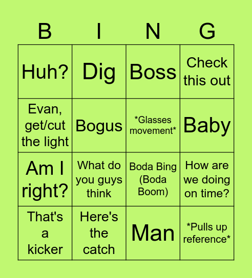 Cofer Lingo Bingo Card