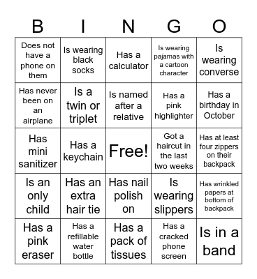 Fall 2023 Spirit Week Bingo Card