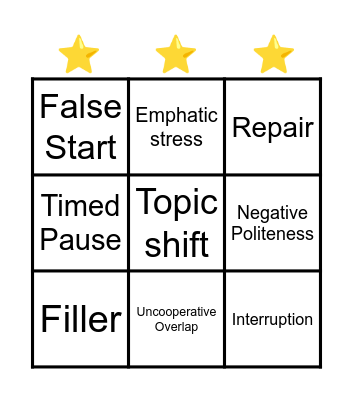 Spoken Language BINGO Card