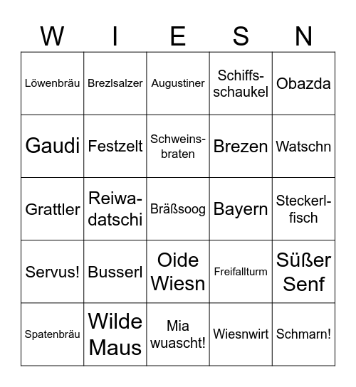 Oktoberfest BINGO! Bingo Card