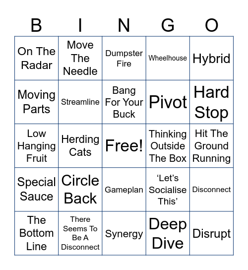 Let's Circle Back Bingo Card