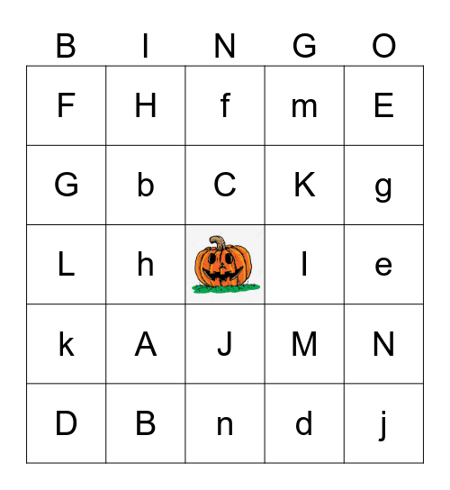 Halloween Letter Bingo Card