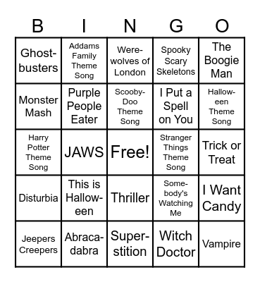 Halloween Bingo Card