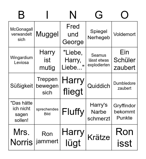 Harry Potter und der Stein der Weisen Bingo Card