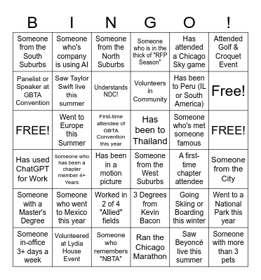 Human Bingo Card