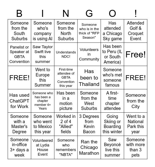 Human Bingo Card