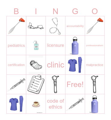 Nursing Bingo Card