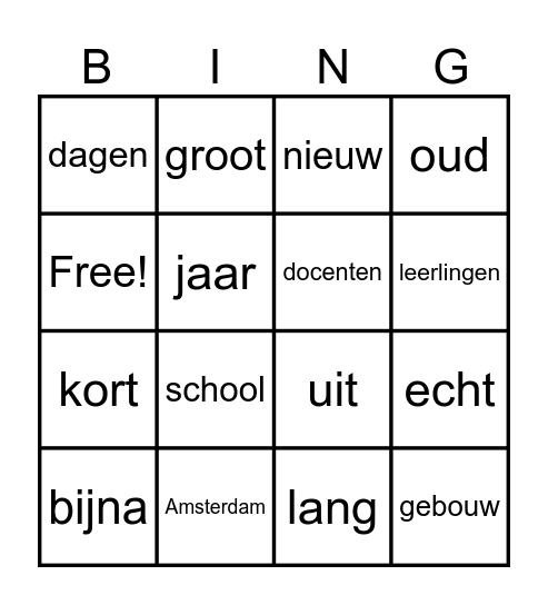 Woordenschat Kennismaken Bingo Card