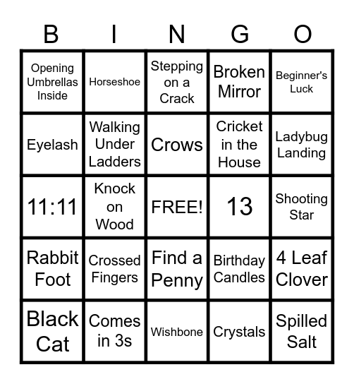 Friday the 13th Bingo Card