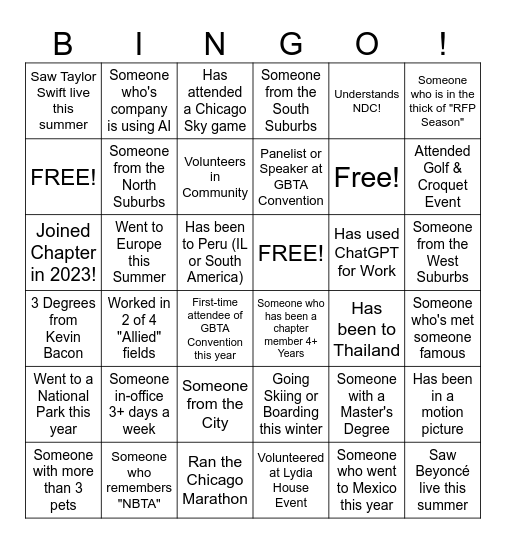 Human Bingo Card