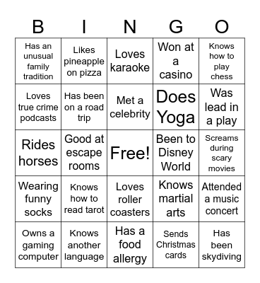 Icebreaker Bingo Card