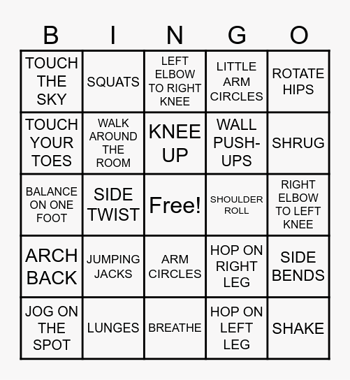 FITNESS BINGO Card