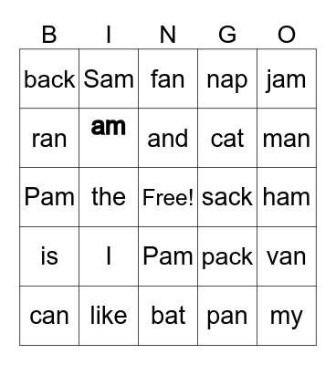 2nd Grade Bingo Card