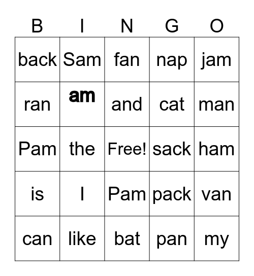 2nd Grade Bingo Card