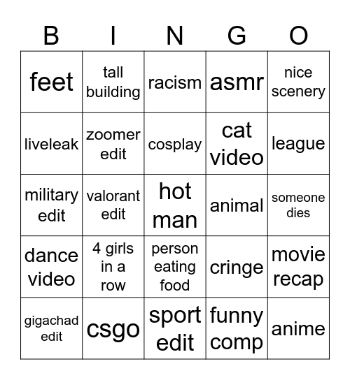 douyin BINGO Card