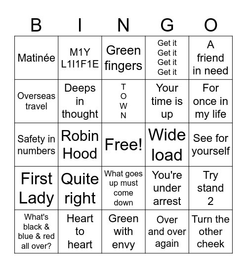 Rebus Bingo (Puzzles 25-48) Bingo Card