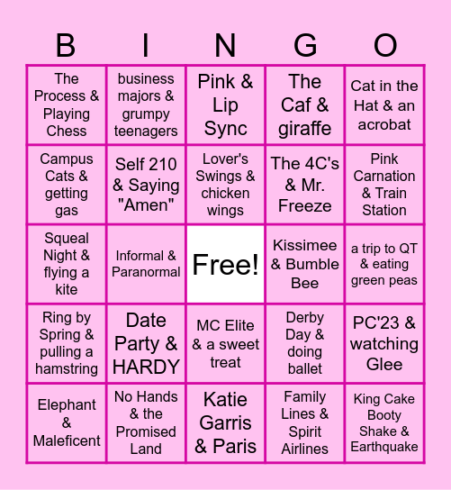 Rhyme Without Reason Bingo Card