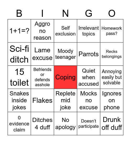 Baba Bingo Card