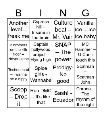 90'S DISCO Bingo Card