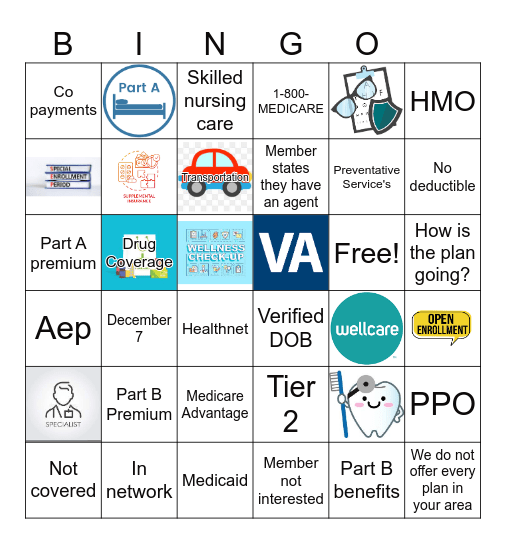 Medicare Bingo Card