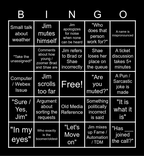 ~*~ TDM Meetings WEEKLY ~*~ Bingo Card