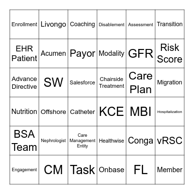 FMC IWH Townhall Bingo Card