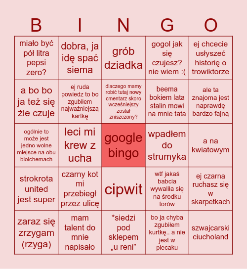 gogol bingo Card