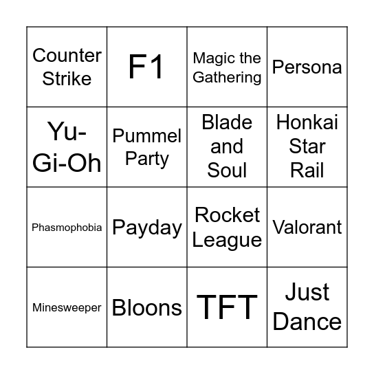 Games 3 Bingo Card