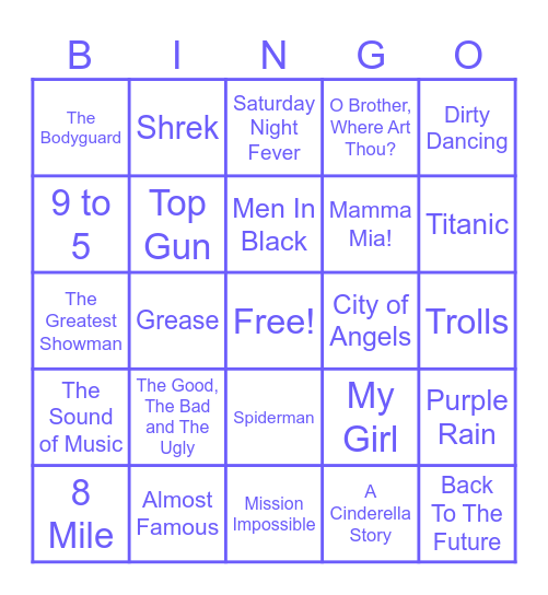 Music from Movies Bingo Card