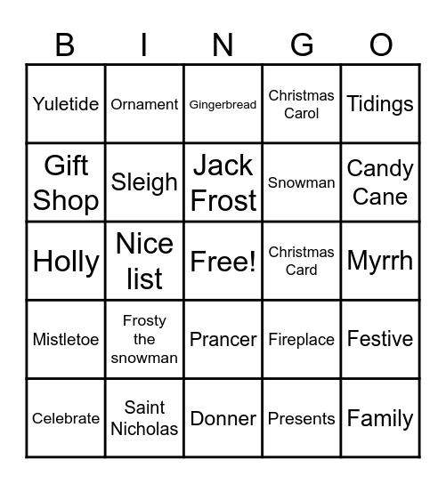 Trinity Auxiliary Christmas Bingo 2023 Bingo Card