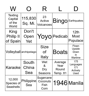 Philippine Bingo Card