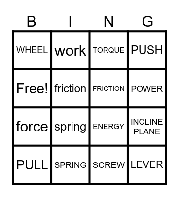 SIMPLE MACHINE Bingo Card