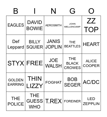 CLASSIC ROCK II Bingo Card
