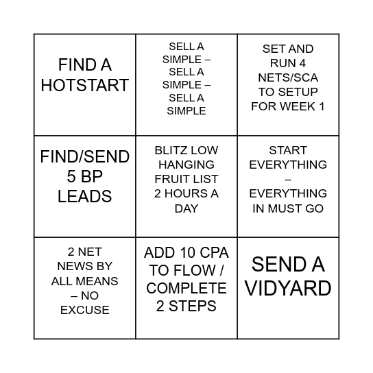 MONTH END CALL TO ACTION Bingo Card