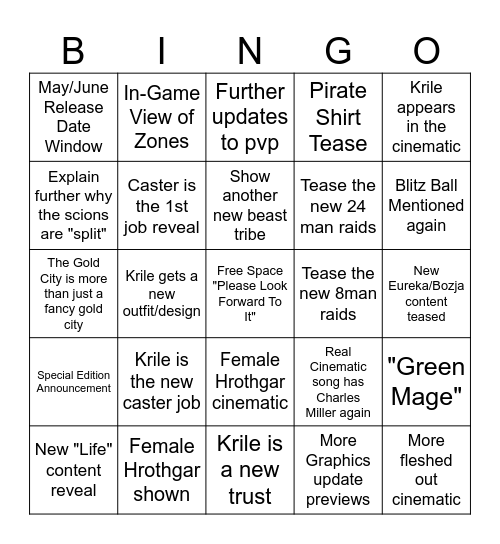 London Fanfest Bingo Card