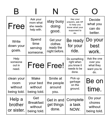 I am a Self Starter Bingo Card