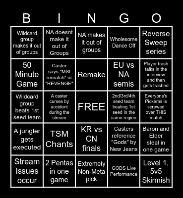 WORLDS 2023 BINGO Card