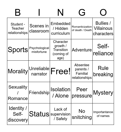 Samantha Schiro Bingo Card