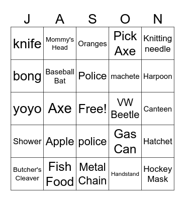 Friday the 13th Bingo Card