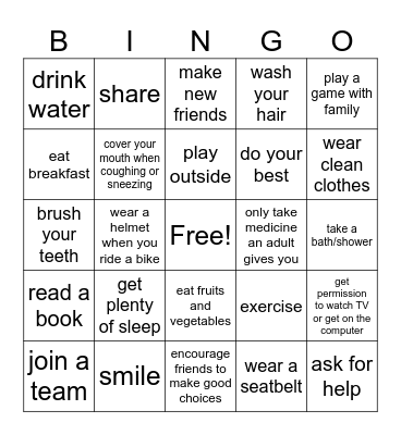 Good Choices Bingo Card